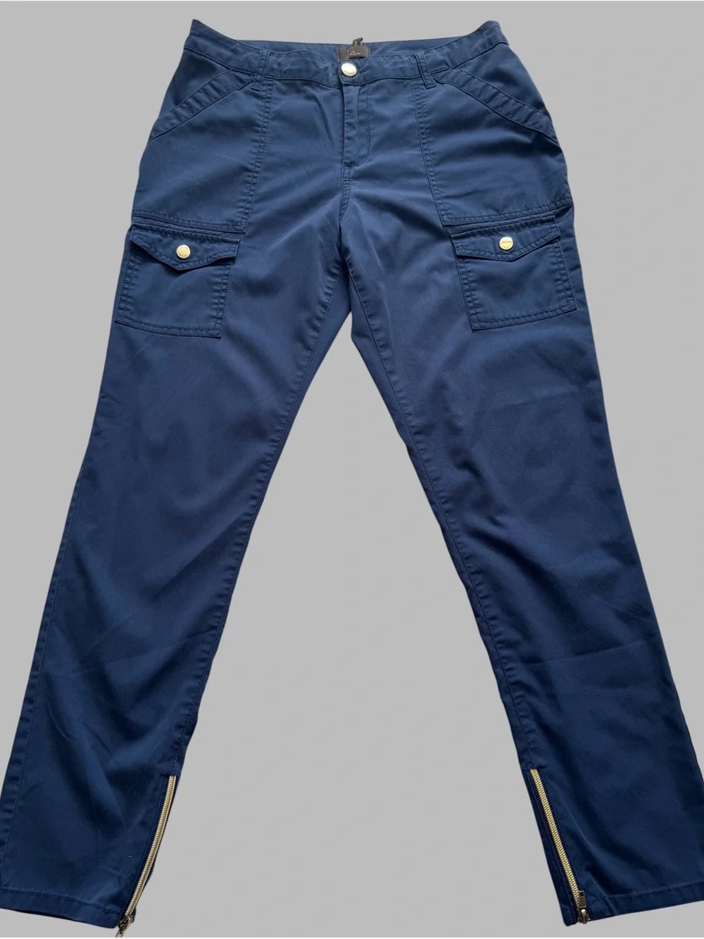 Jaanuu Estate Navy Women's Cargo Zip-Hem Pants Small
